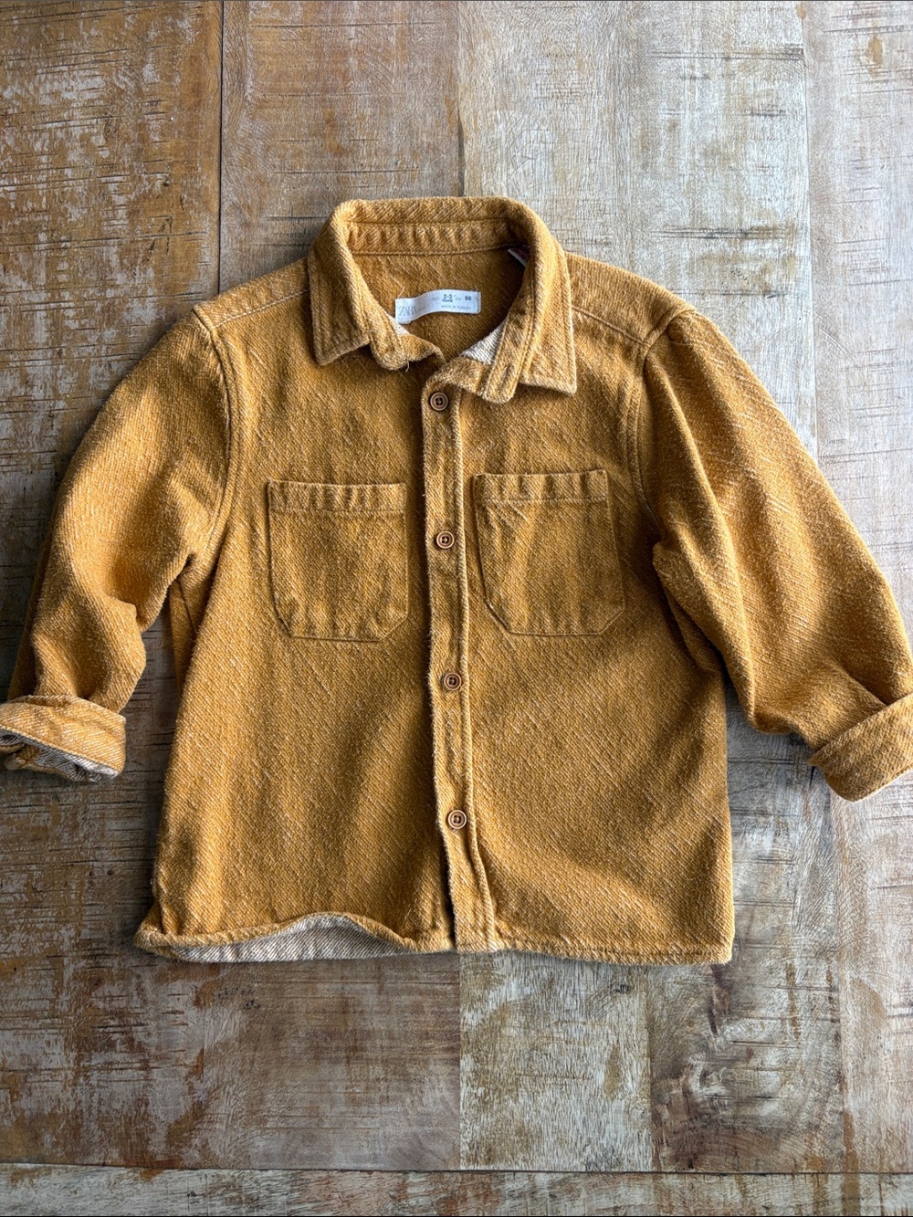 Zara Boys Mustard Yellow Button-Up Shirt 2-3Y